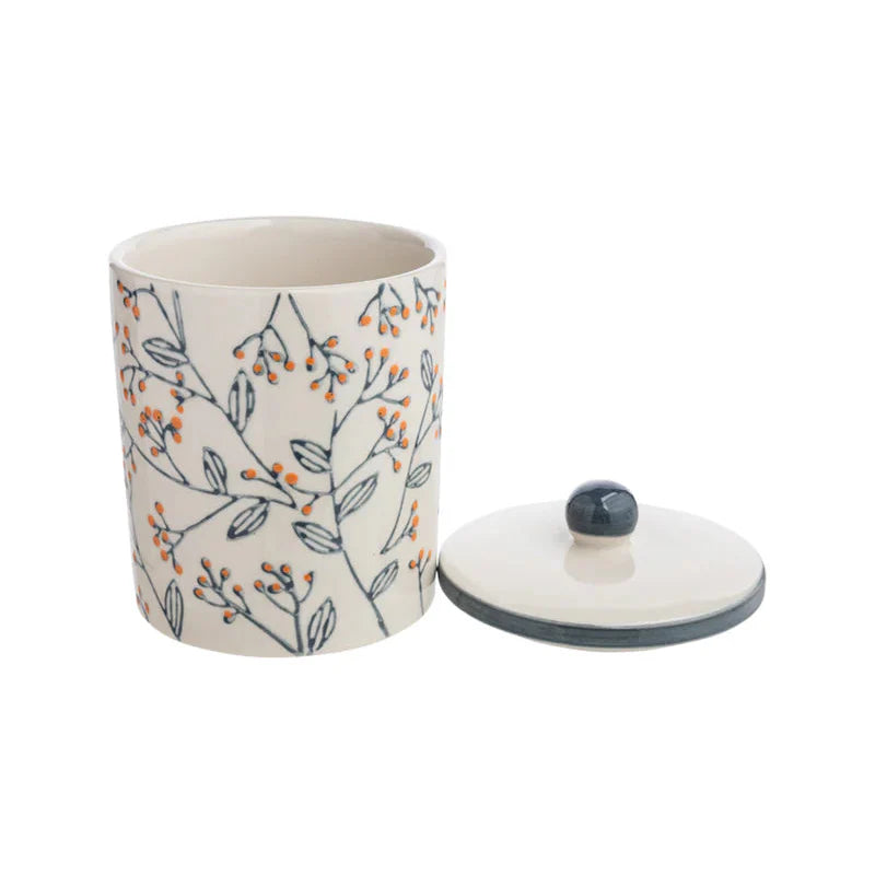 Aufbewahrungsdose ROMANTIC aus Steinzeug – handgestempelt & floral | Tranquillo