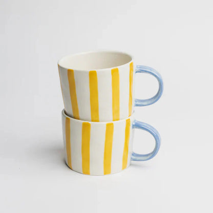 Tasse VELOBLOOM gelb aus Steinzeug – handbemalt & kinderfreundlich | Tranquillo