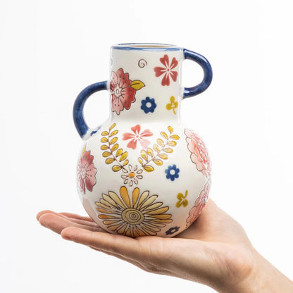 Vase CHARMING COTTAGE aus Steinzeug – handbemalt & floral | Tranquillo