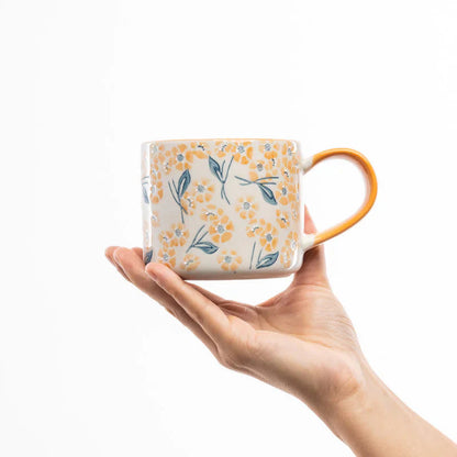 Tasse VINTAGE GARDEN orange aus Steinzeug – handgefertigt & floral | Tranquillo