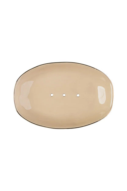 Seifenschale CLASSIC beige mit Goldrand – Steinzeug & nachhaltig | Tranquillo
