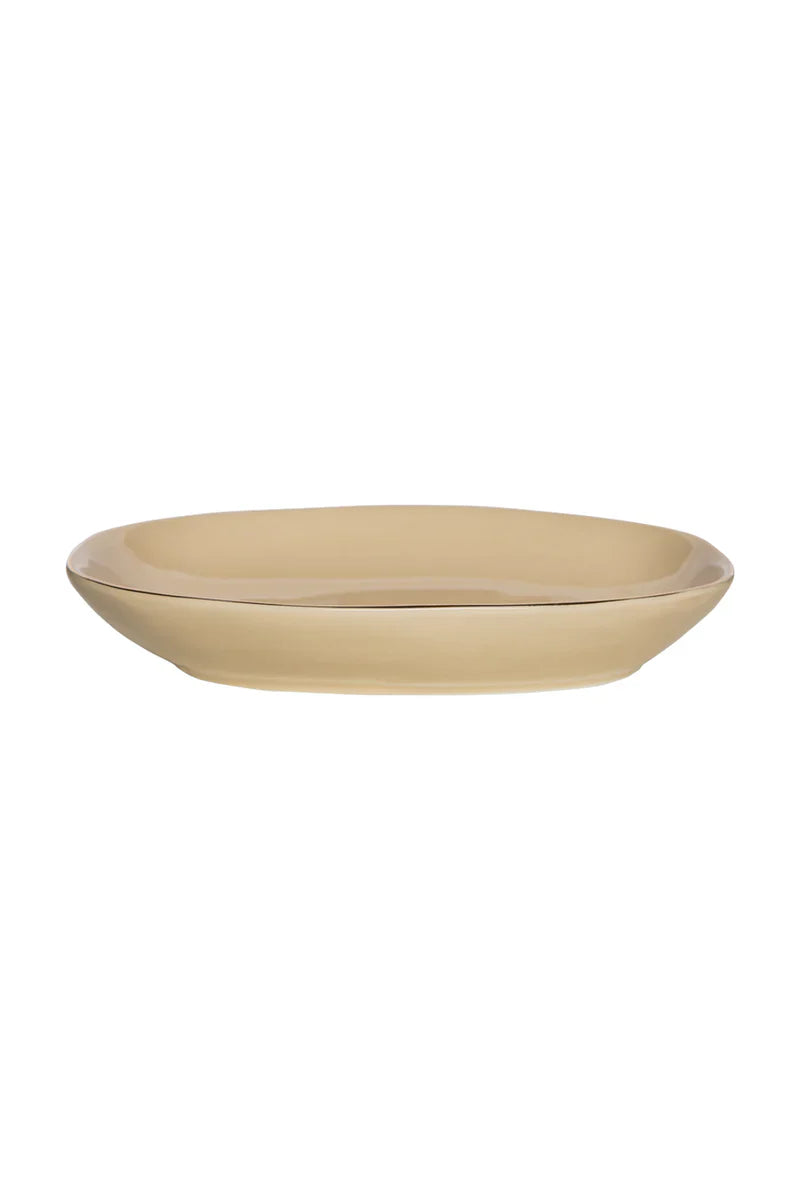 Seifenschale CLASSIC beige mit Goldrand – Steinzeug & nachhaltig | Tranquillo