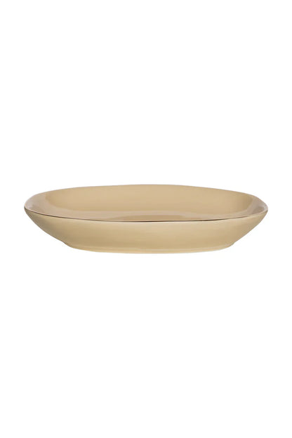 Seifenschale CLASSIC beige mit Goldrand – Steinzeug & nachhaltig | Tranquillo