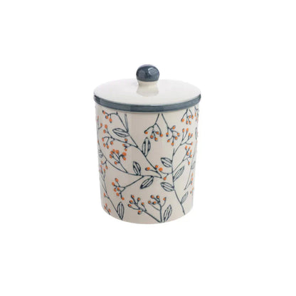Aufbewahrungsdose ROMANTIC aus Steinzeug – handgestempelt & floral | Tranquillo