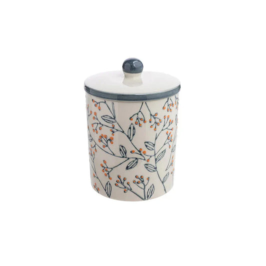 Aufbewahrungsdose ROMANTIC aus Steinzeug – handgestempelt & floral | Tranquillo