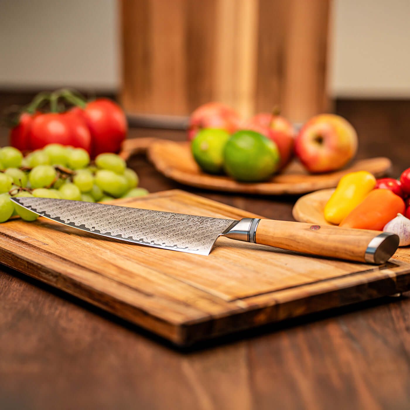 Damastmesserset Olive – Premium Küchenmesser | Kitchen Luxe