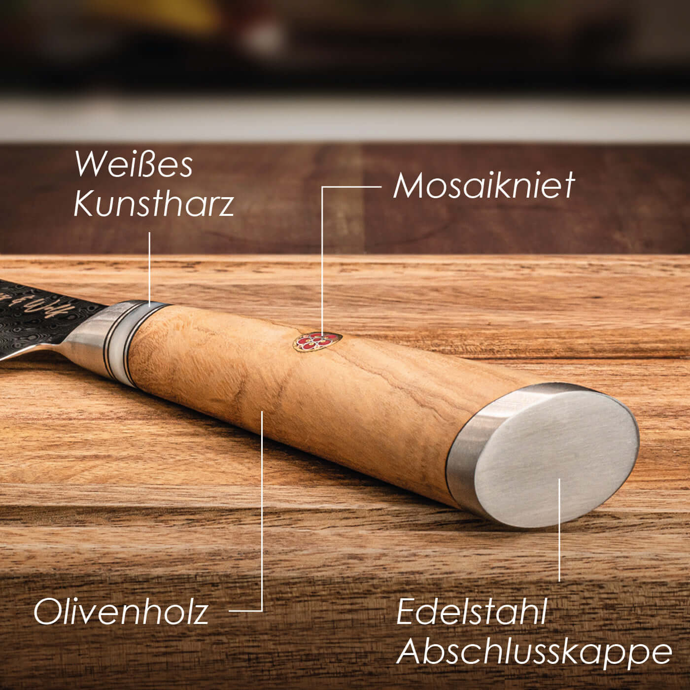 Damast-Santokumesser "Olive"