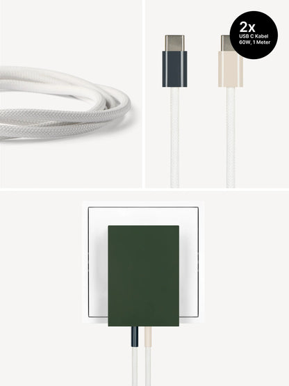 USB-C Ladegerät 65W + 2x USB-C Kabel (Midnight+Dune)