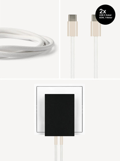 USB-C Ladegerät 65W + 2x USB-C Kabel (Dune)