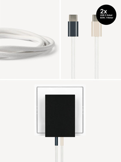 USB-C Ladegerät 65W + 2x USB-C Kabel (Midnight+Dune)