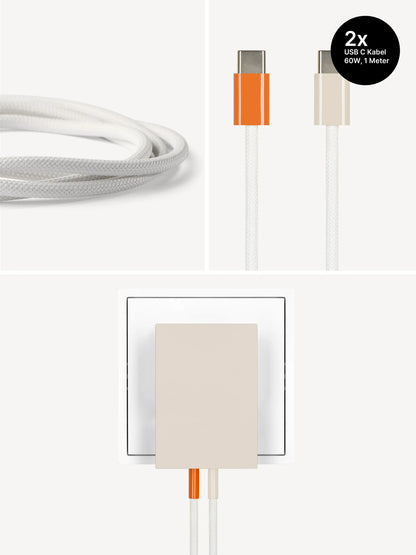 USB-C Ladegerät 65W + 2x USB-C Kabel (Autumn+Dune)