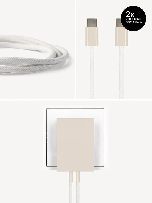 USB-C Ladegerät 65W + 2x USB-C Kabel (Dune)