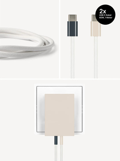 USB-C Ladegerät 65W + 2x USB-C Kabel (Midnight+Dune)