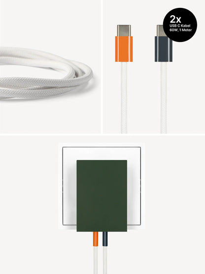 USB-C Ladegerät 65W + 2x USB-C Kabel (Autumn+Midnight)