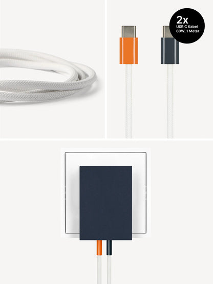 USB-C Ladegerät 65W + 2x USB-C Kabel (Autumn+Midnight)