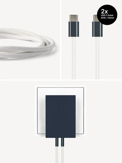 USB-C Ladegerät 65W + 2x USB-C Kabel (Midnight)