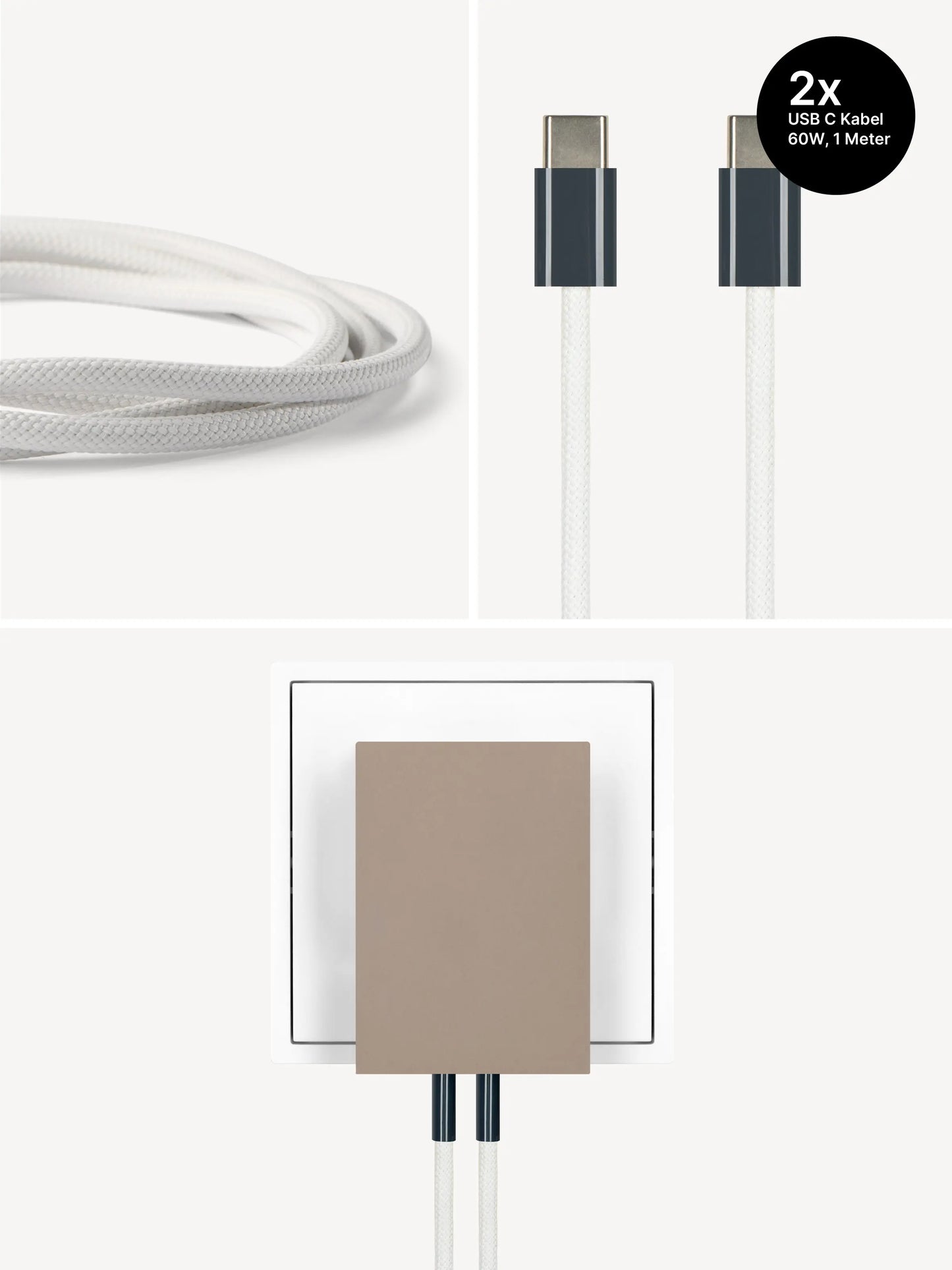 USB-C Ladegerät 65W + 2x USB-C Kabel (Midnight)