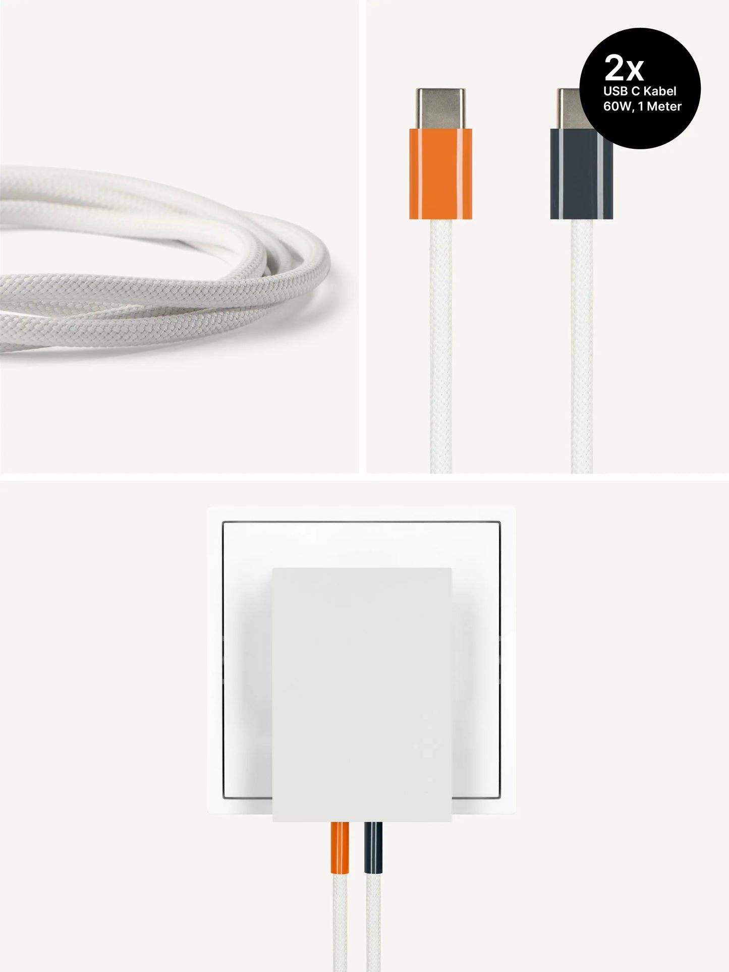 USB-C Ladegerät 65W + 2x USB-C Kabel (Autumn+Midnight)