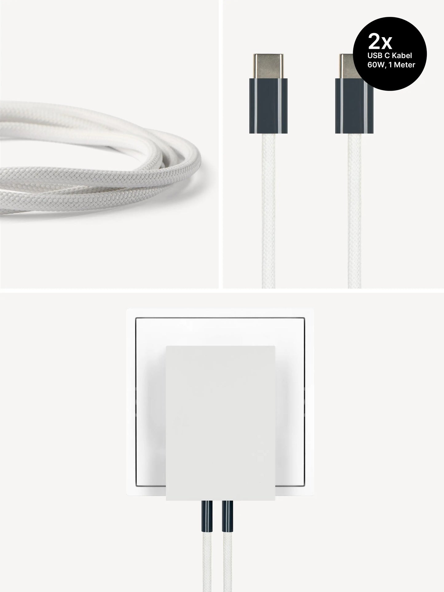 USB-C Ladegerät 65W + 2x USB-C Kabel (Midnight)