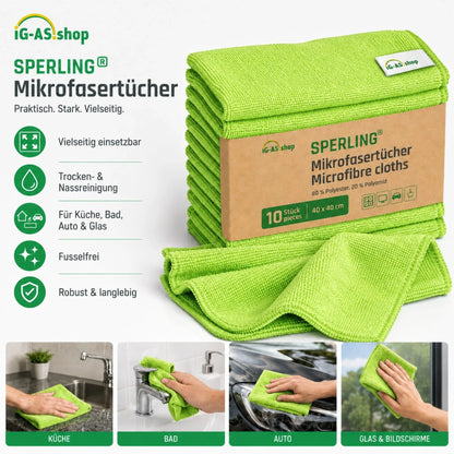 Sperling® Mikrofasertücher in Blau & Grün – 40 x 40 cm