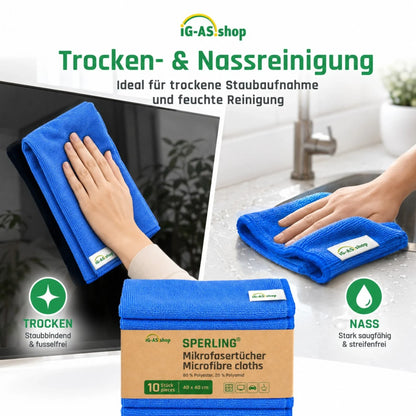 Sperling® Mikrofasertücher in Blau & Grün – 40 x 40 cm