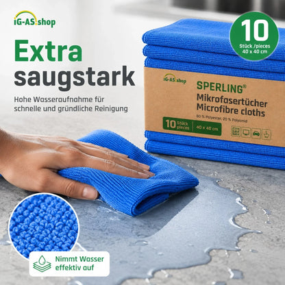 Sperling® Mikrofasertücher in Blau & Grün – 40 x 40 cm