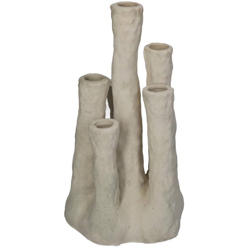 Blumenhalter Koraal – Ecru – Keramik Vase in Korallenform – Dekorativer Blumenhalter für Trockenblumen & Zweige – Maße 18×18×30cm