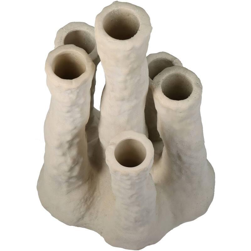 Blumenhalter Koraal – Ecru – Keramik Vase in Korallenform – Dekorativer Blumenhalter für Trockenblumen & Zweige – Maße 18×18×30cm