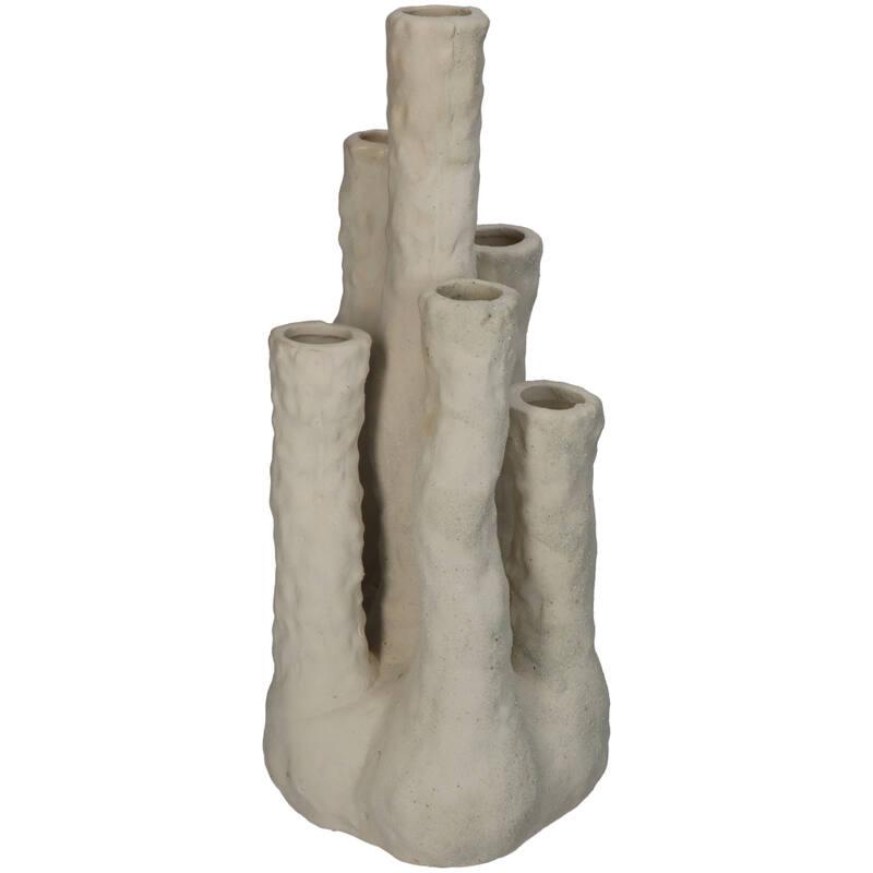 Blumenhalter Koraal – Ecru – Keramik Vase in Korallenform – Dekorativer Blumenhalter für Trockenblumen & Zweige – Maße 18×18×30cm